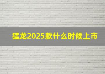 猛龙2025款什么时候上市